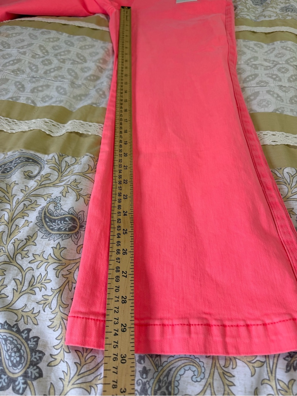 NWT Risen Jeans 1XL HOT Neon Coral Wide Leg Crop Pants High Rise Plus Size - Picture 7 of 10